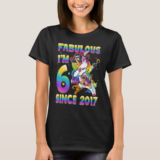 6 Years Old Girls Dabbing Unicorn Pirates 6th Birt T-Shirt (Front)