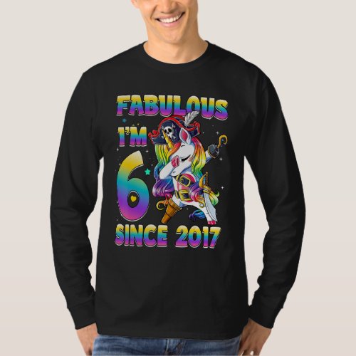 6 Years Old Girls Dabbing Unicorn Pirates 6th Birt T_Shirt