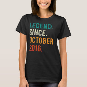 6 Years Old Legend Since October 2016 6th Birthday T-Shirt
