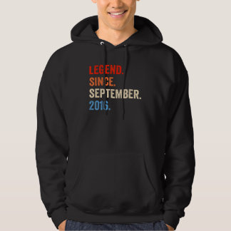 6 Years Old  Legend Since September 2016 6th Birth Hoodie