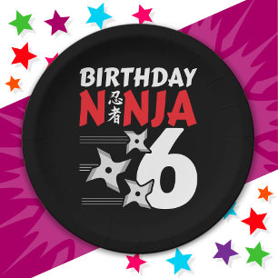 6 Years Old Ninja Party Stars Kids 6th Birthday Paper Plates