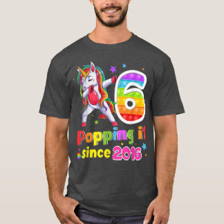 6 Years Old Pop It Dabbing Unicorn Popping Since 2 T-Shirt