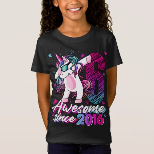 6 Years Old Unicorn Dabbing 6th Birthday Girl Unic T_Shirt