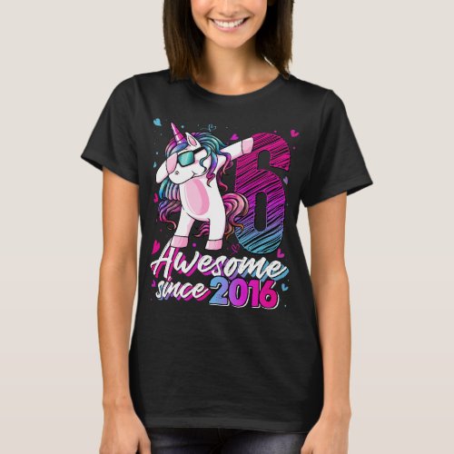 6 Years Old Unicorn Dabbing 6th Birthday Girl Unic T_Shirt