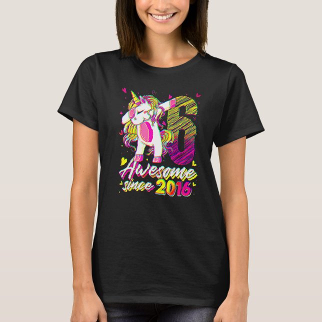 6 Years Old Unicorn Dabbing 6th Birthday Girl Unic T-Shirt (Front)