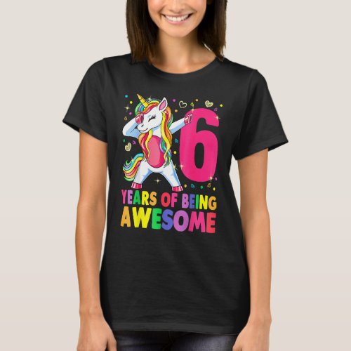 6 Years Old Unicorn Dabbing 6th Birthday Girls Par T_Shirt