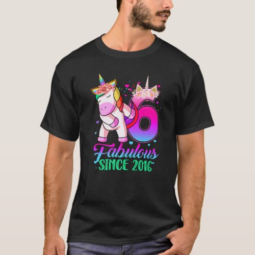 6 Years Old Unicorn Flossing 6th Birthday Girl Uni T_Shirt