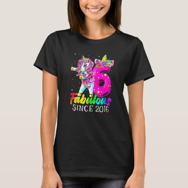 6 Years Old Unicorn Flossing 6th Birthday Girl Uni T-Shirt (Front)