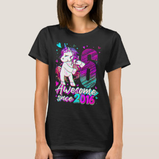 6 Years Old Unicorn Flossing 6th Birthday Girl Uni T-Shirt