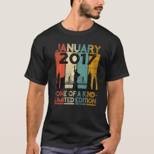 6 Years Old Vintage January 2017 Birthday Men Wome T-Shirt