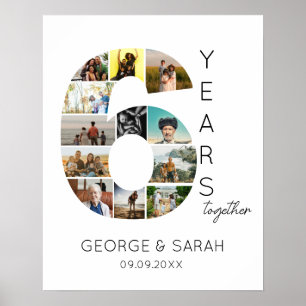 6 Years Together Photo Collage Wedding Anniversary Poster