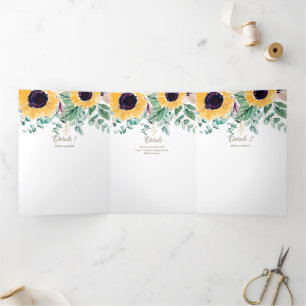 6pg Rustic Sunflowers Themed Wedding Program