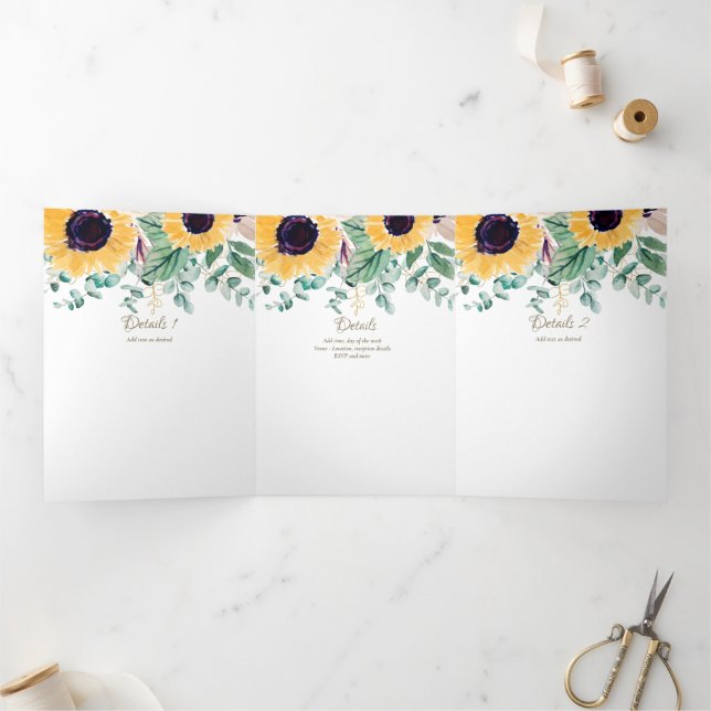 6pg Rustic Sunflowers Themed Wedding Program (Inside)