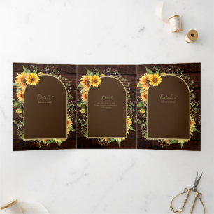 6pg Rustic Wood Sunflower Themed Wedding Program
