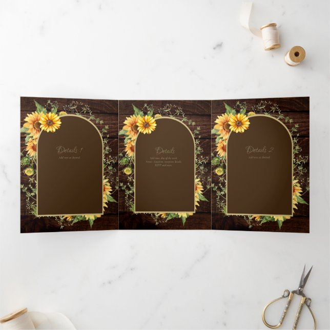 6pg Rustic Wood Sunflower Themed Wedding Program (Inside)