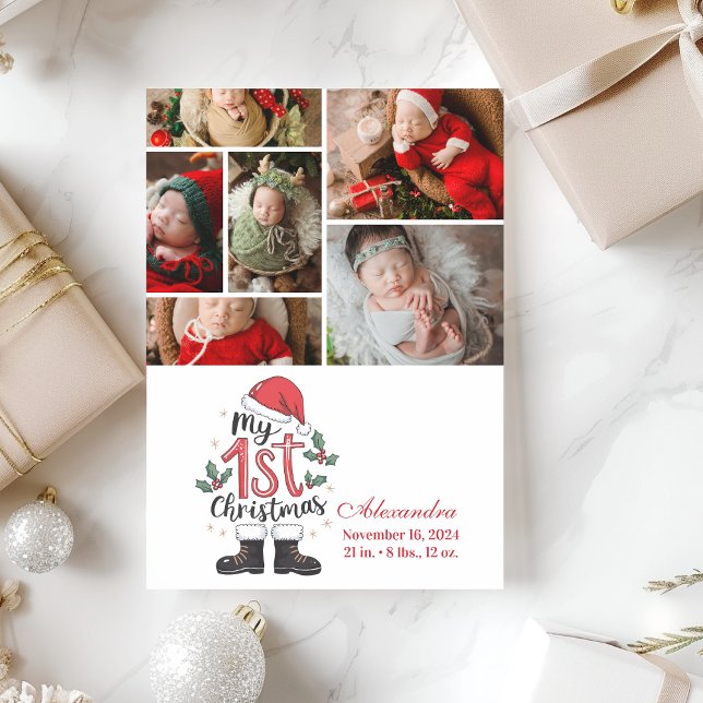 6Photo Cute Santa Baby 1st Christmas Holiday Card (Creator Uploaded)
