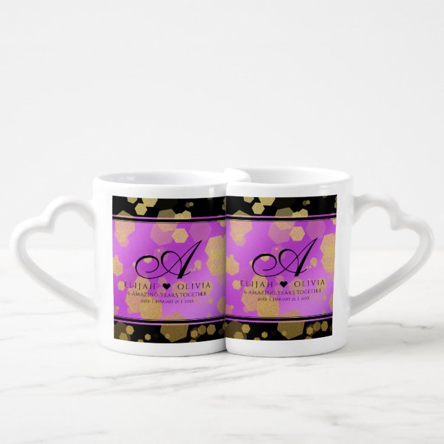 6th 33rd 47th 48th Amethyst Wedding Anniversary Coffee Mug Set (Front Nesting)