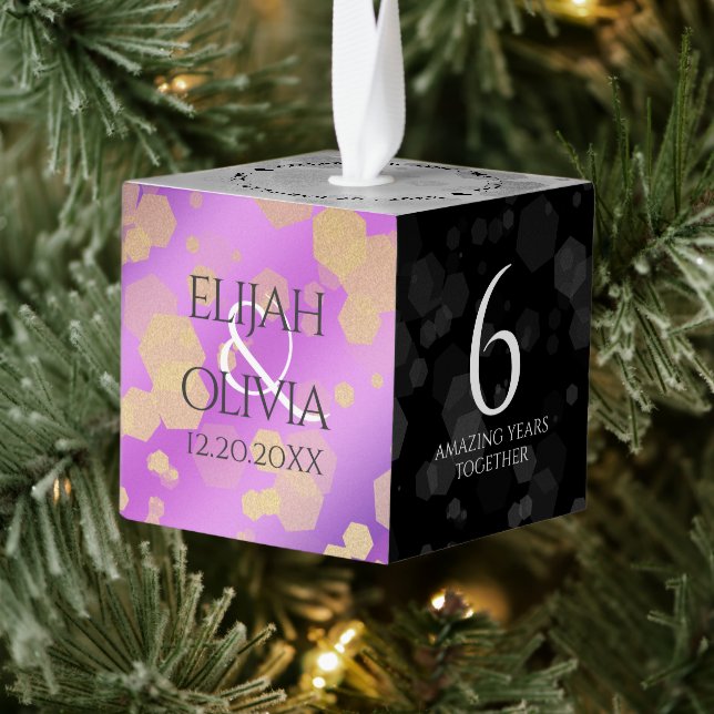 6th 33rd 47th 48th Amethyst Wedding Anniversary Cube Ornament (Tree)