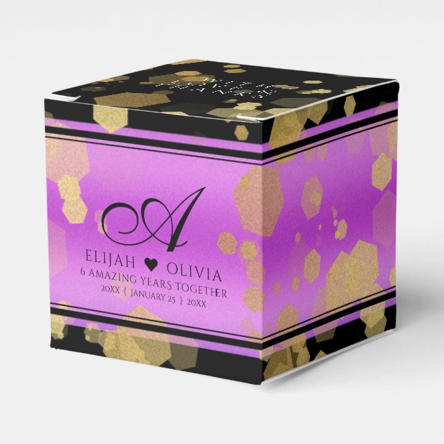 6th 33rd 47th 48th Amethyst Wedding Anniversary Favor Boxes (Front Side)