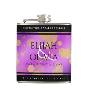 6th 33rd 47th 48th Amethyst Wedding Anniversary Flask