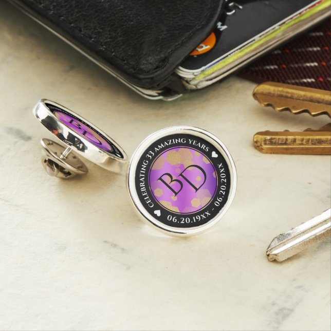 6th 33rd 47th 48th Amethyst Wedding Anniversary Lapel Pin (In Situ)