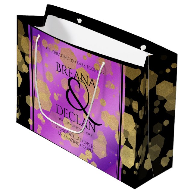 6th 33rd 47th 48th Amethyst Wedding Anniversary Large Gift Bag (Front Angled)