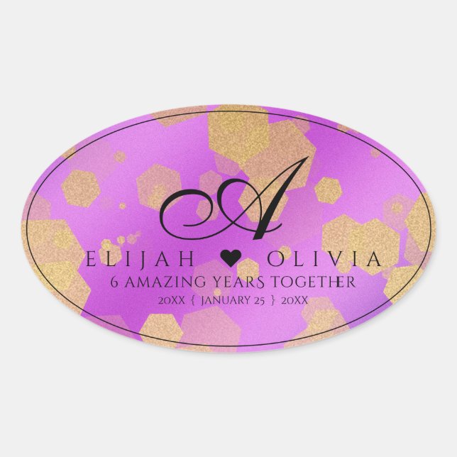 6th 33rd 47th 48th Amethyst Wedding Anniversary Oval Sticker (Front)
