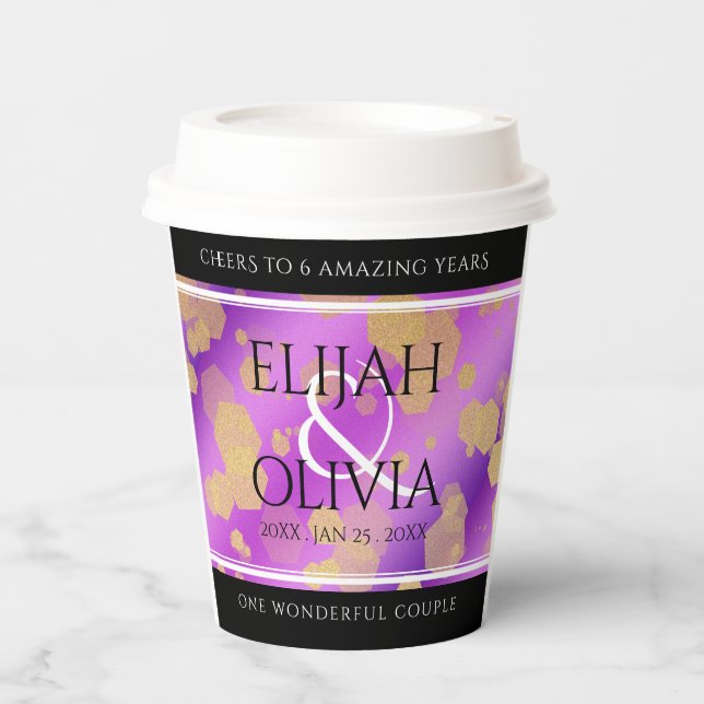 6th 33rd 47th 48th Amethyst Wedding Anniversary Paper Cups (Front)