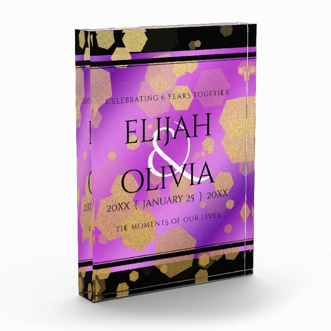 6th 33rd 47th 48th Amethyst Wedding Anniversary Photo Block (Left)