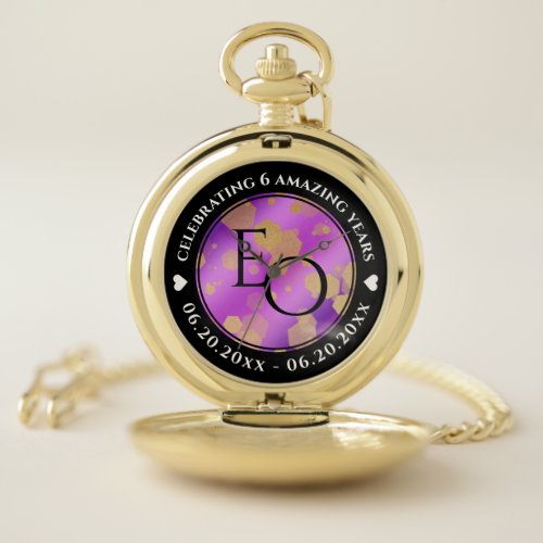 6th 33rd 47th 48th Amethyst Wedding Anniversary Pocket Watch