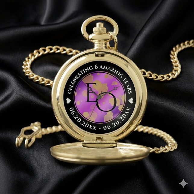 6th 33rd 47th 48th Amethyst Wedding Anniversary Pocket Watch (Elegant 6th 33rd 47th 48th Amethyst Wedding Anniversary Pocket Watch Cover Photo)
