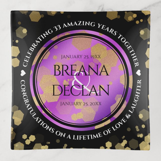 6th 33rd 47th 48th Amethyst Wedding Anniversary Trinket Tray (Front)