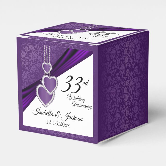 6th / 33rd / 47th Amethyst Wedding Anniversary Favor Boxes (Front Side)