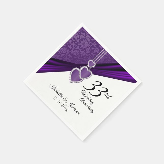 6th / 33rd / 47th Amethyst Wedding Anniversary Napkins (Corner)