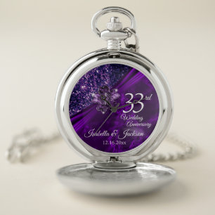 6th / 33rd /47th Amethyst Wedding Anniversary Pocket Watch