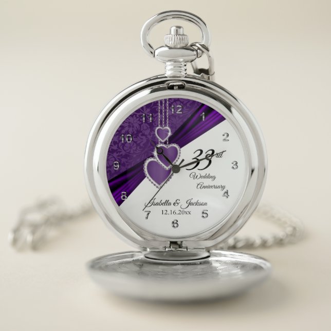 6th / 33rd / 47th Amethyst Wedding Anniversary  Pocket Watch (Inside)