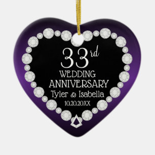 6th / 33rd / 47th Anniversary Amethyst Purple Ceramic Ornament