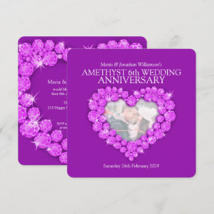 6th amethyst photo wedding anniversary invites
