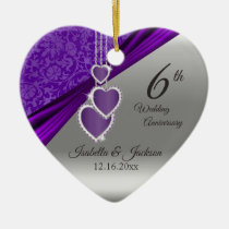 6th Amethyst Purple Wedding Anniversary Ceramic Ornament