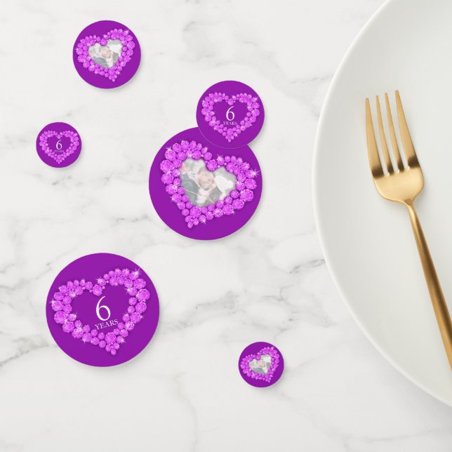 6th amethyst purple wedding anniversary photo confetti (Group)