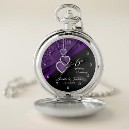 6th Amethyst Wedding Anniversary Design Pocket Watch