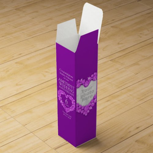 6th Amethyst wedding anniversary heart photo box