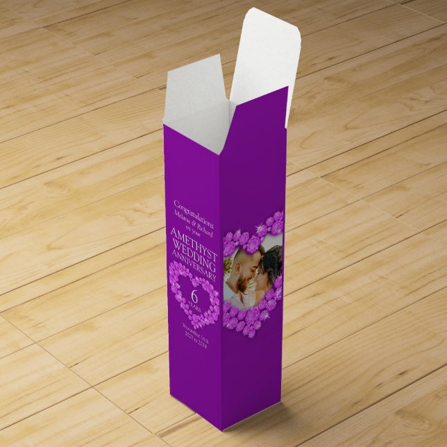6th Amethyst wedding anniversary heart photo box (Opened)