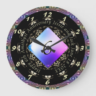 6th Amethyst Wedding Anniversary Large Clock