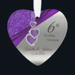 6th Amethyst Wedding Anniversary Ornament<br><div class="desc">33rd / 6th Amethyst Purple Wedding Anniversary Keepsake Design Ornament ready for you to personalize. Can also be used for other occasions such as a birthday, friendship, bridal gift, etc... by simply changing the wording ⭐This Product is 100% Customizable. Graphics and / or text can be added, deleted, moved, resized,...</div>