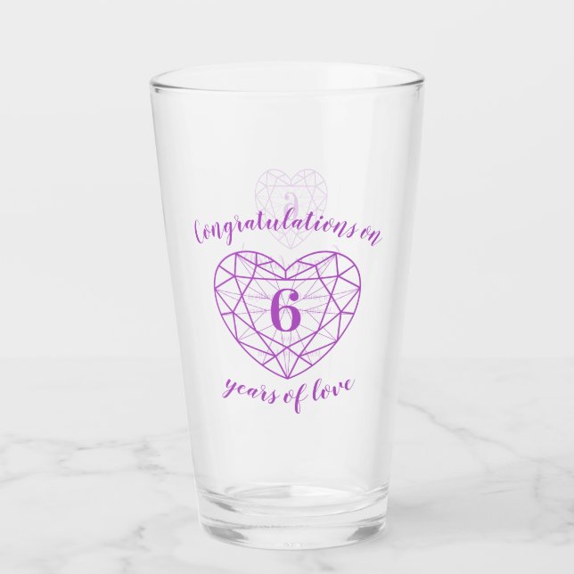 6th anniversary 6 years amethyst purple custom glass (Front)