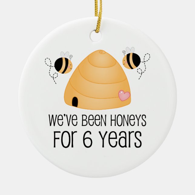 6th Anniversary Couple Gift Ceramic Ornament (Front)