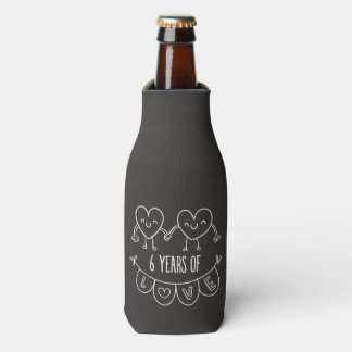 6th Anniversary Gift Chalk Hearts Bottle Cooler