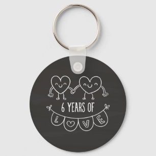 6th Anniversary Gift Chalk Hearts Keychain