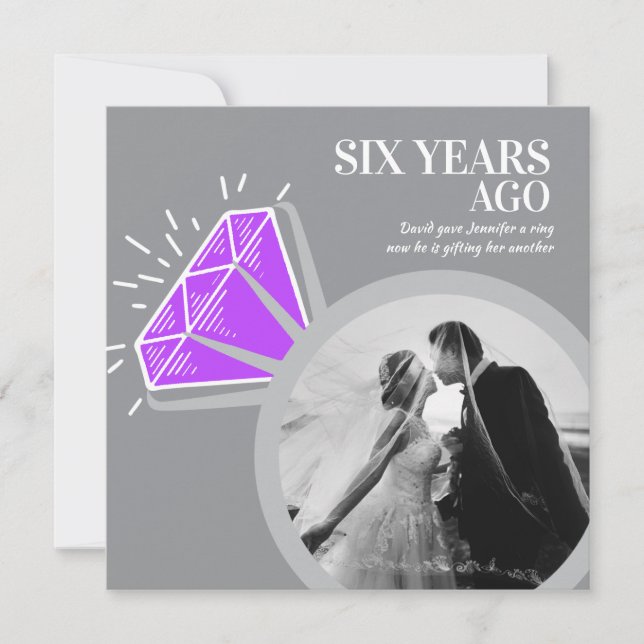 6th anniversary party amethyst ring two photos invitation (Front)